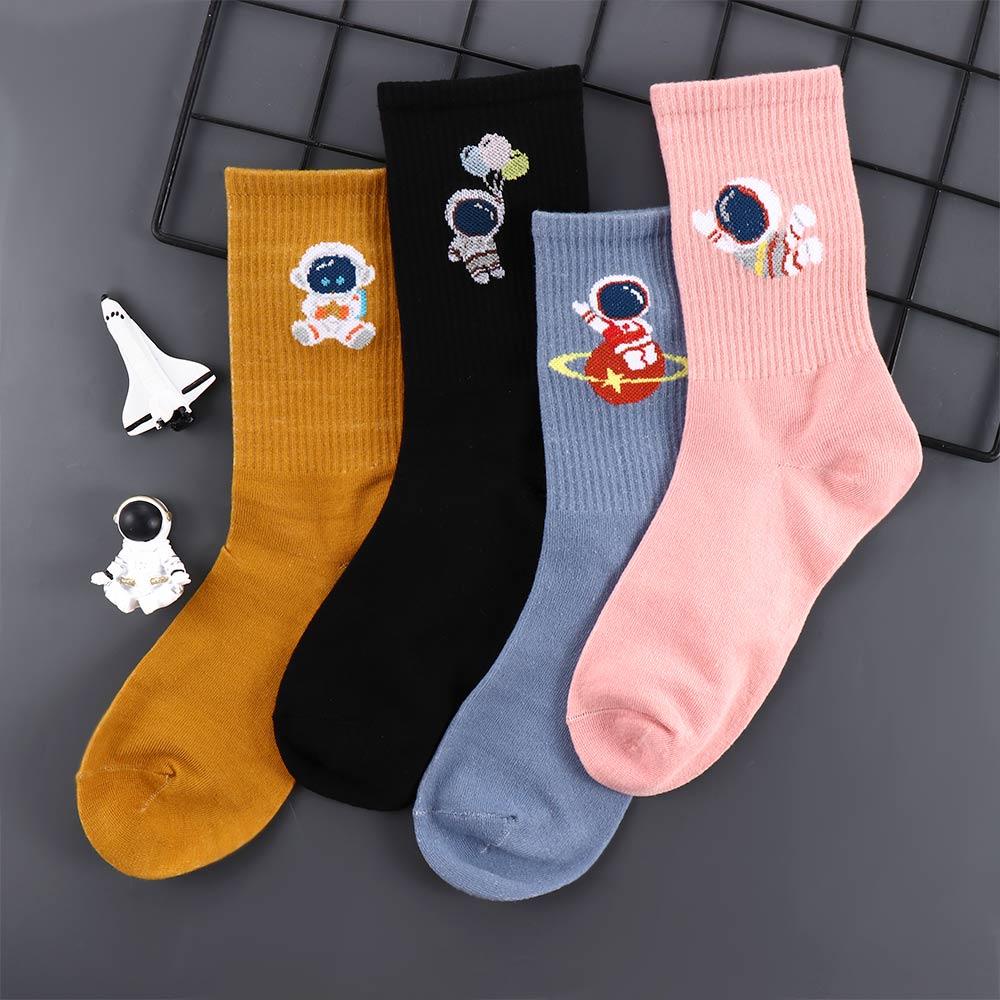 QQMALL Tất Bắp Chân Cotton Hình Phi Hành Gia Phong Cách Harajuku Đáng Yêu