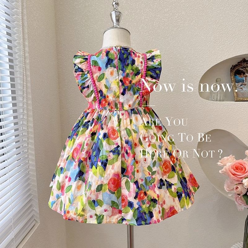 Đầm Hoa Nhỏ Không Tay Thời Trang Mùa Hè 2023 Phong Cách Mới Cho Bé Gái