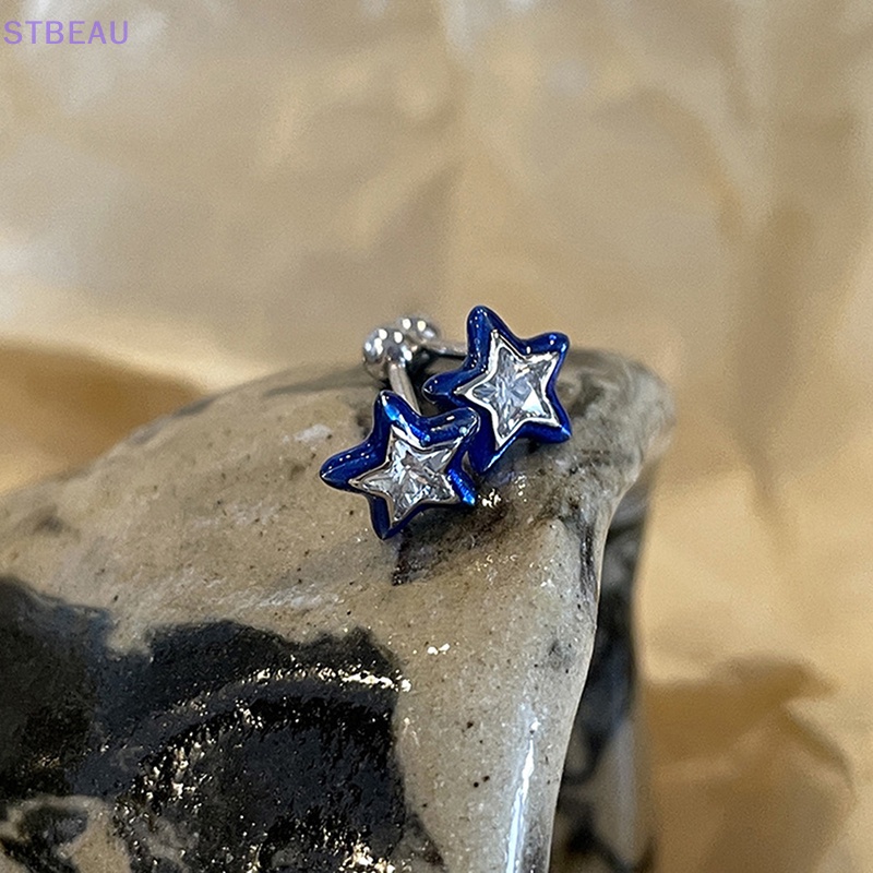 [Cxsteau] Bông Tai Đinh Tán Mini Hình Ngôi Sao Pha Lê Xanh Dương Ngọt Ngào Thời Trang Cho Nữ Y2k MME