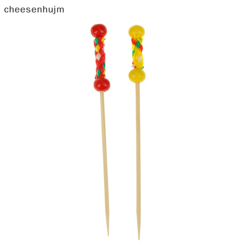 Set 100 Tăm Tre Hai Đầu Xỏ Hạt Dùng Để Trang Trí Đồ Tráng Miệng / Cocktail / Tiệc Cưới