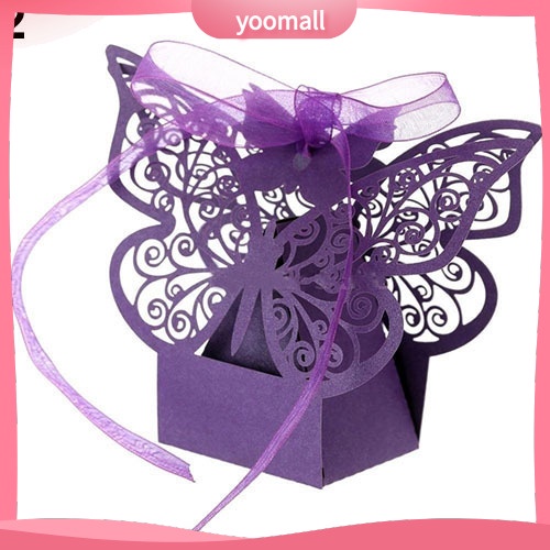 Bộ 20 Hộp Đựng Kẹo Cắt Hình Bướm Thanh Lịch Với Dây Ruy Băng Cho Sinh Nhật / Đám Cưới