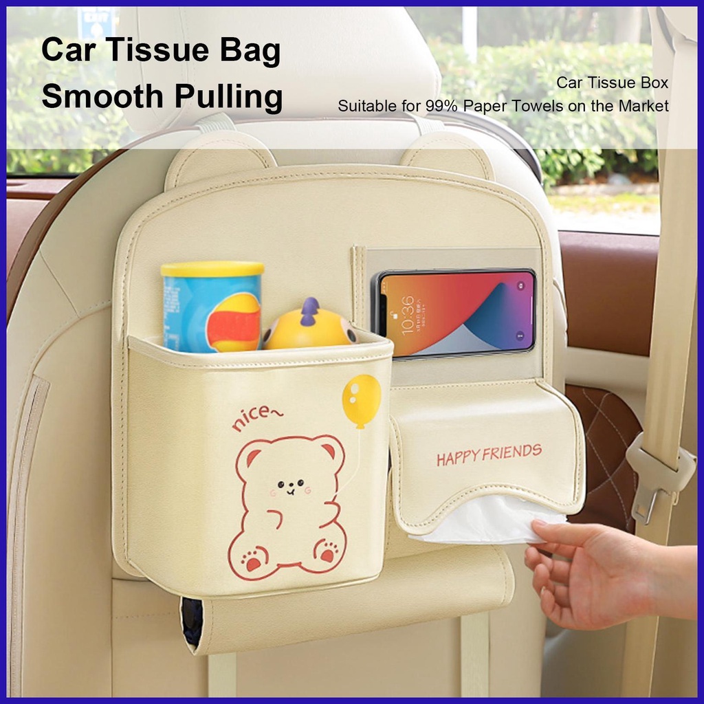 Túi Da PU Đựng Đồ Đa Năng Chống Thấm Nước In Họa Tiết Hoạt Hình Dễ Thương Gắn Ghế Sau Xe Hơi