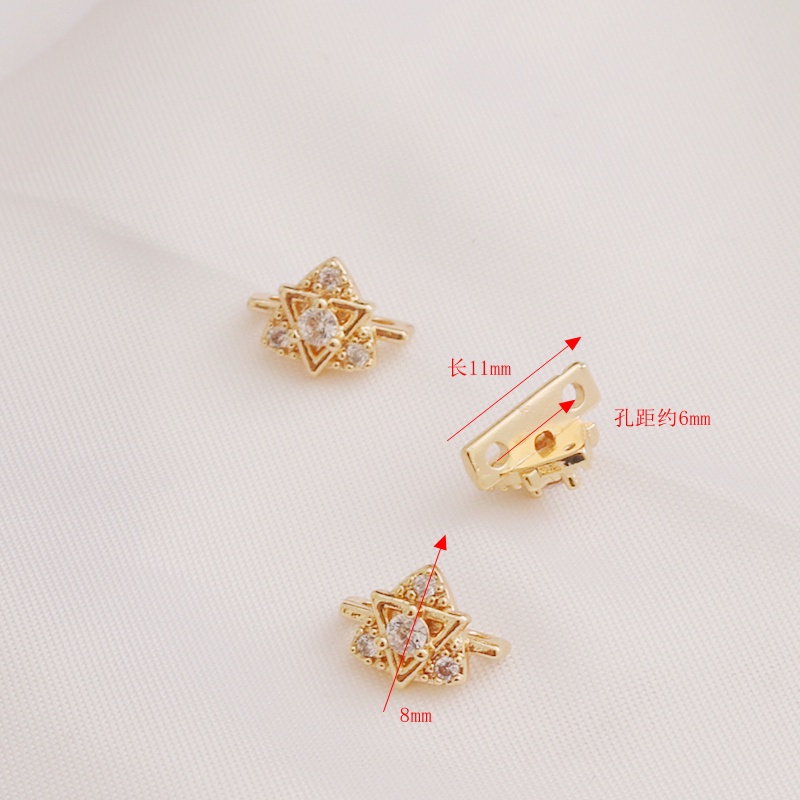 Vòng Cổ / Vòng Tay / Vòng Tay Hai Lỗ Hình Tam Giác Đính Đá Zircon Vàng 14K 11mm diy