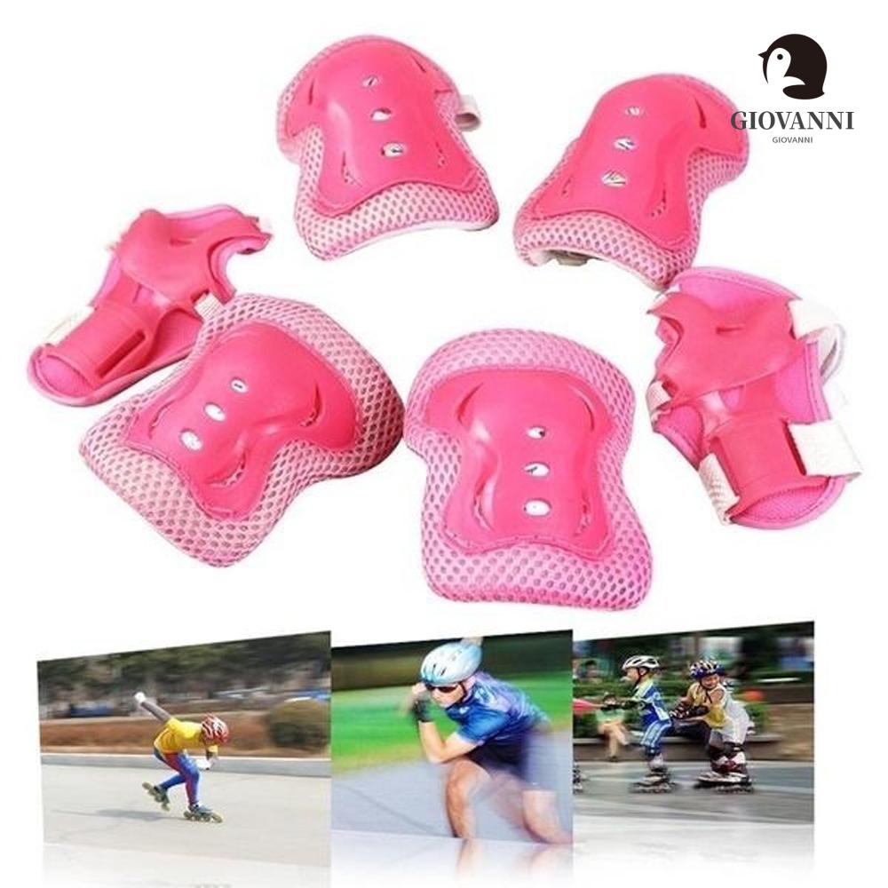 GIOVANNI Bộ 6 Miếng Đệm Bảo Vệ Khuỷu Tay 6 Trong 1 Khi Chơi Thể Thao / Trượt Ván Dành Cho Trẻ Em