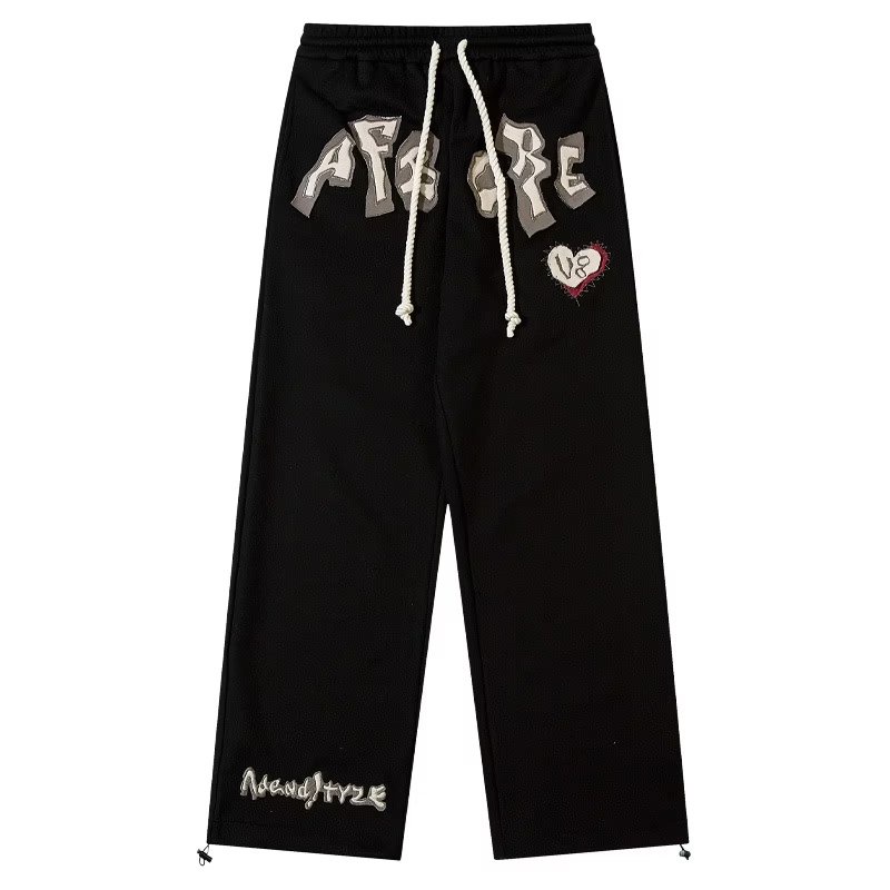 Quần Dài Ống Rộng Chất Liệu Da Lộn Thêu Họa Tiết Phong Cách Hip Hop Đường Phố Cho Nam