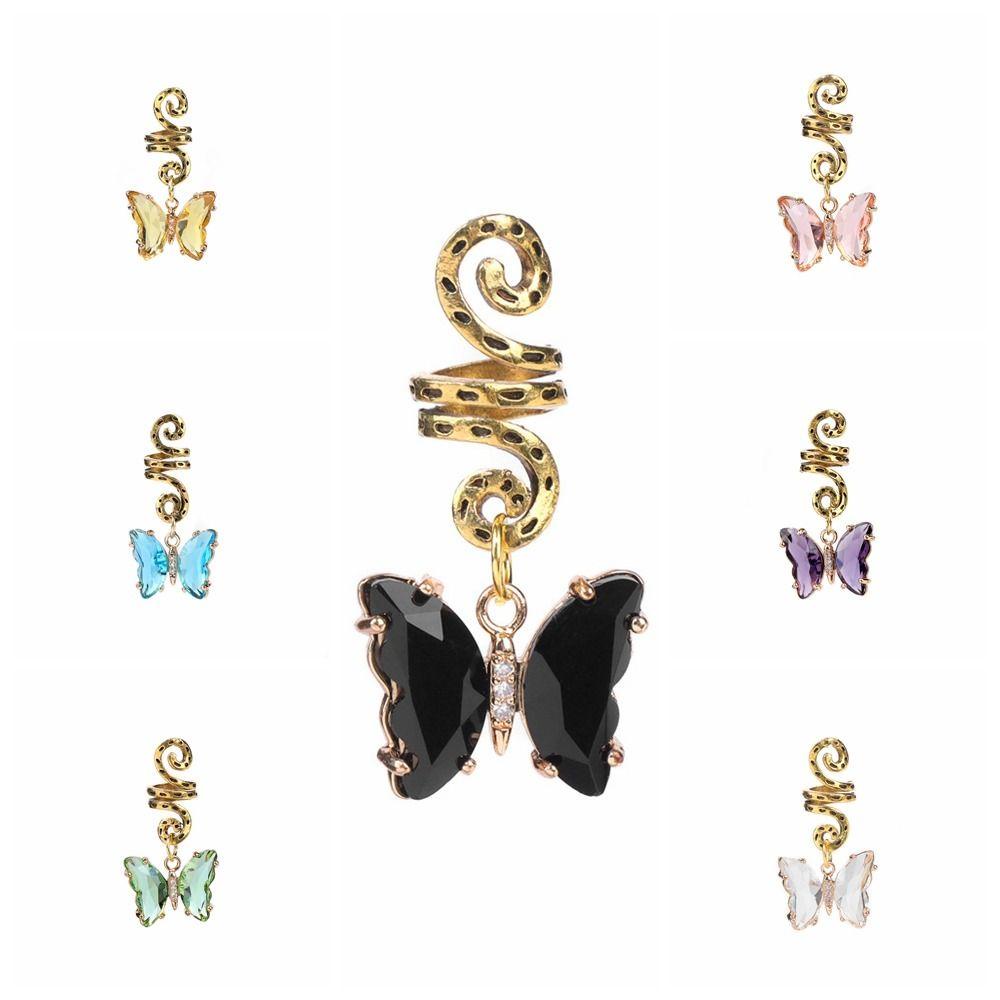 Hạt Kim Loại Hình Bướm Nhiều Màu Sắc Dùng Trang Trí Tóc Phong Cách Hip hop