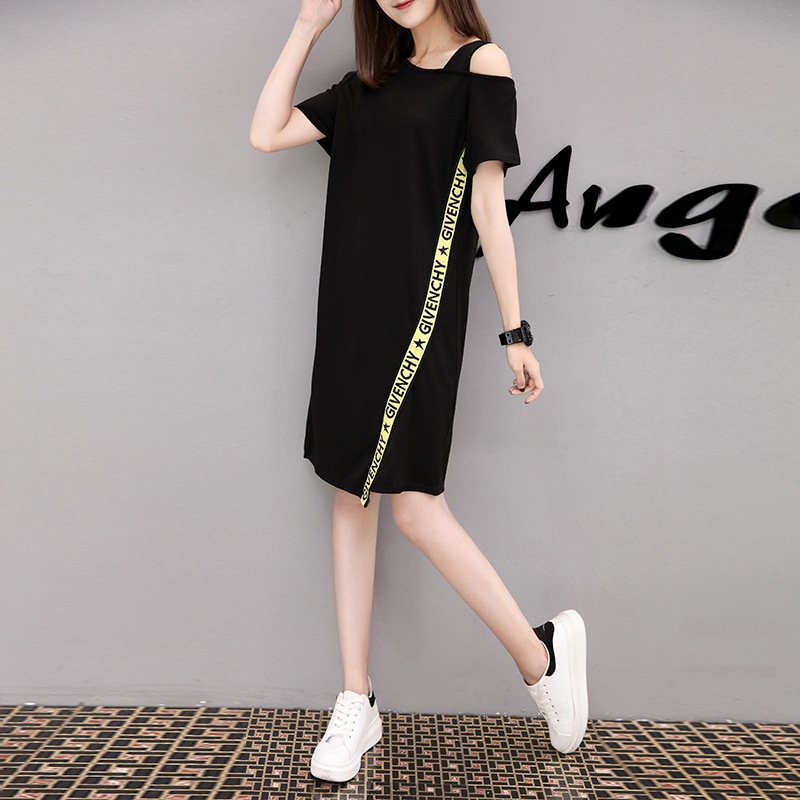 Set Áo Thun Ngắn Tay + Chân Váy Dài Lệch Vai Phong Cách Mới Mùa Hè Cho Nữ Cỡ M-2xl