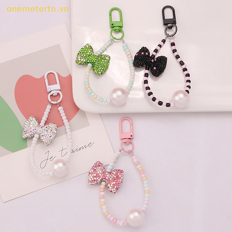 Onemetertn Móc Khóa Trang Trí Ba Lô / Túi Xách Đính Hạt Kim Cương Nơ Hoa Dễ Thương Dành Cho Bạn Nữ VN