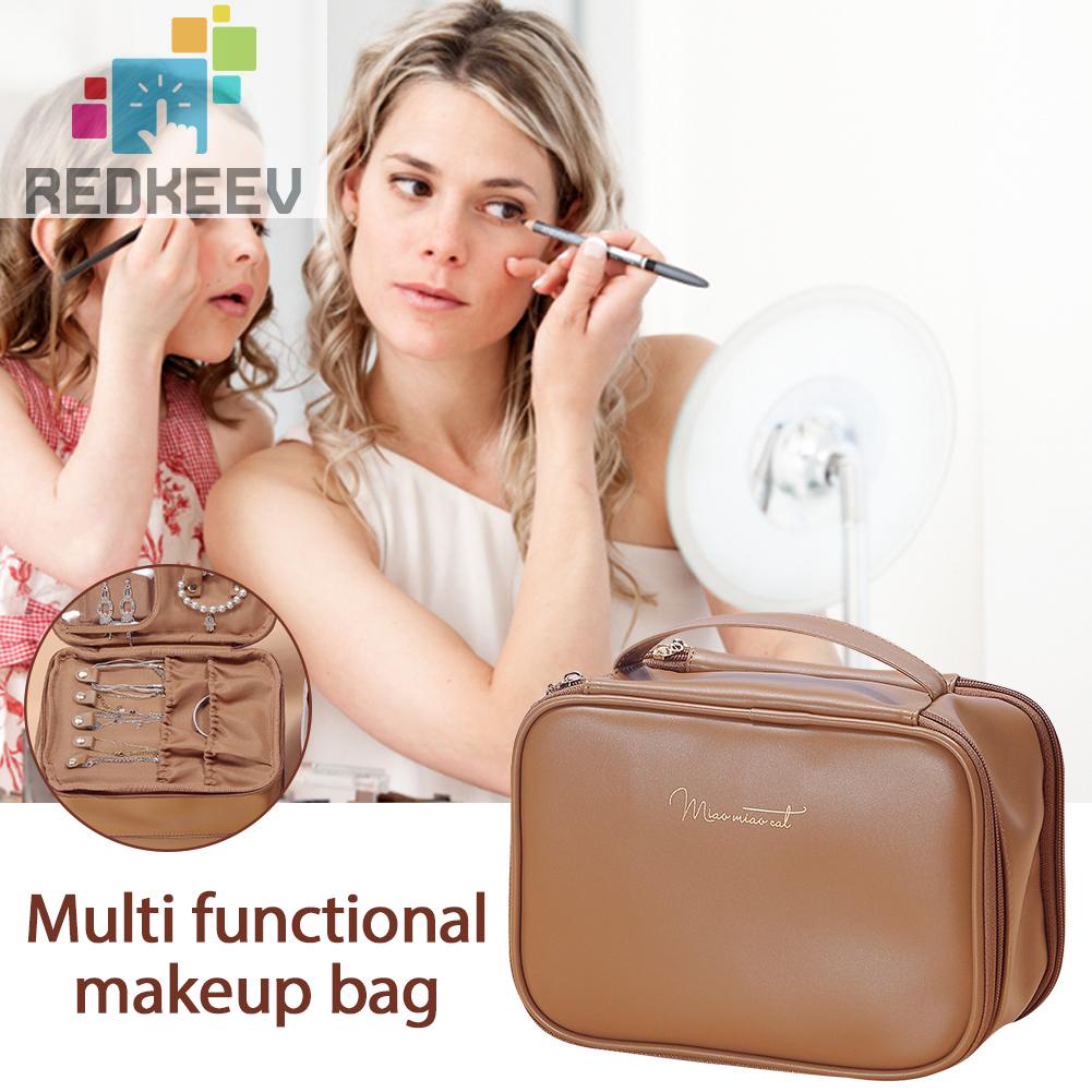 Túi Đựng Mỹ Phẩm Bằng Da PU Hai Lớp Tiện Dụng