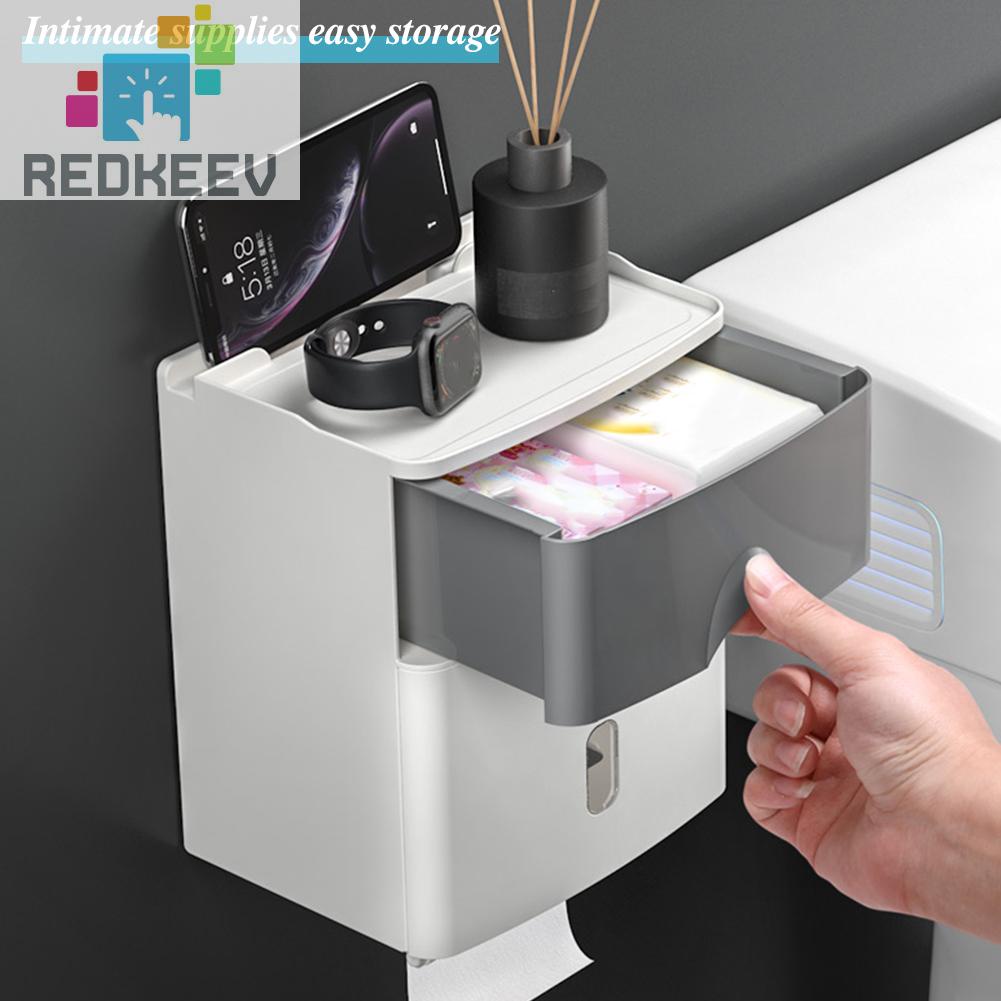 Hộp Đựng Khăn Giấy Hai Tầng Gắn Tường Chống Nước Không Cần Đục Lỗ Cho Nhà Tắm / Nhà