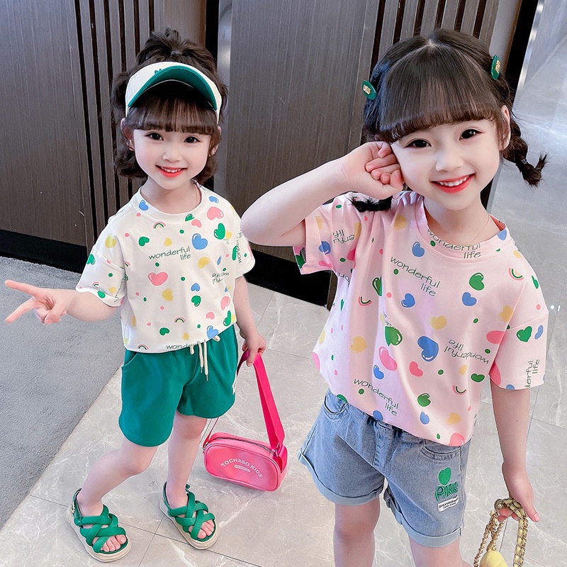 Áo Thun Tay Ngắn Phong Cách Công Chúa Mùa Hè Thời Trang Mới Cho Bé Gái 90-140CM