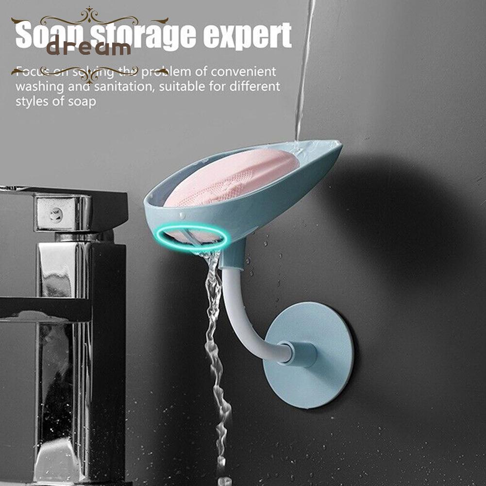 【DREAMLIFE】Leaf Shape Soap Box Storage Holder for Bathroom Sink Kitchen with Suction