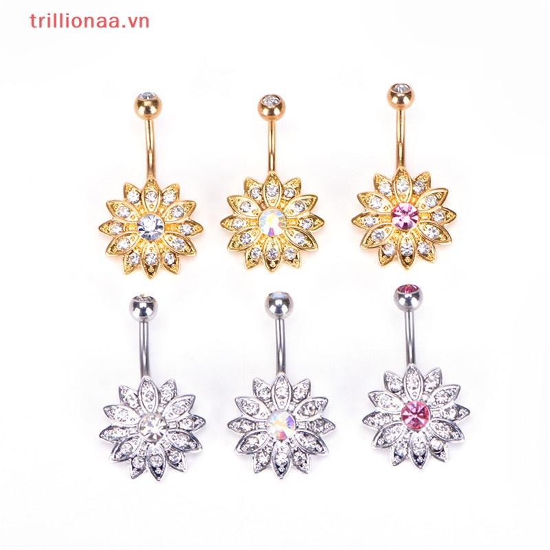 Khuyên Rốn Đính Đá Hình Hoa Xinh Xắn Thời Trang