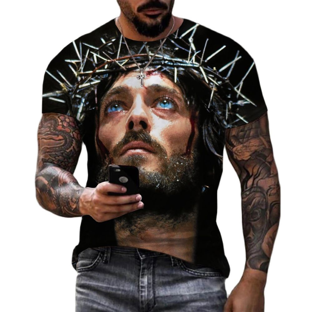 Áo Thun Tay Ngắn In Hình Chúa jesus christ 3d Thời Trang Mùa Hè 2023 Phong Cách harajuku Cho Nam