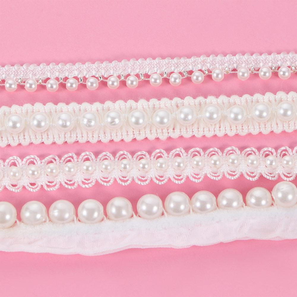 Francesco Dải Ren Đính Hạt Cườm 1 yard Trang Trí Cổ Áo Cho Cô Dâu