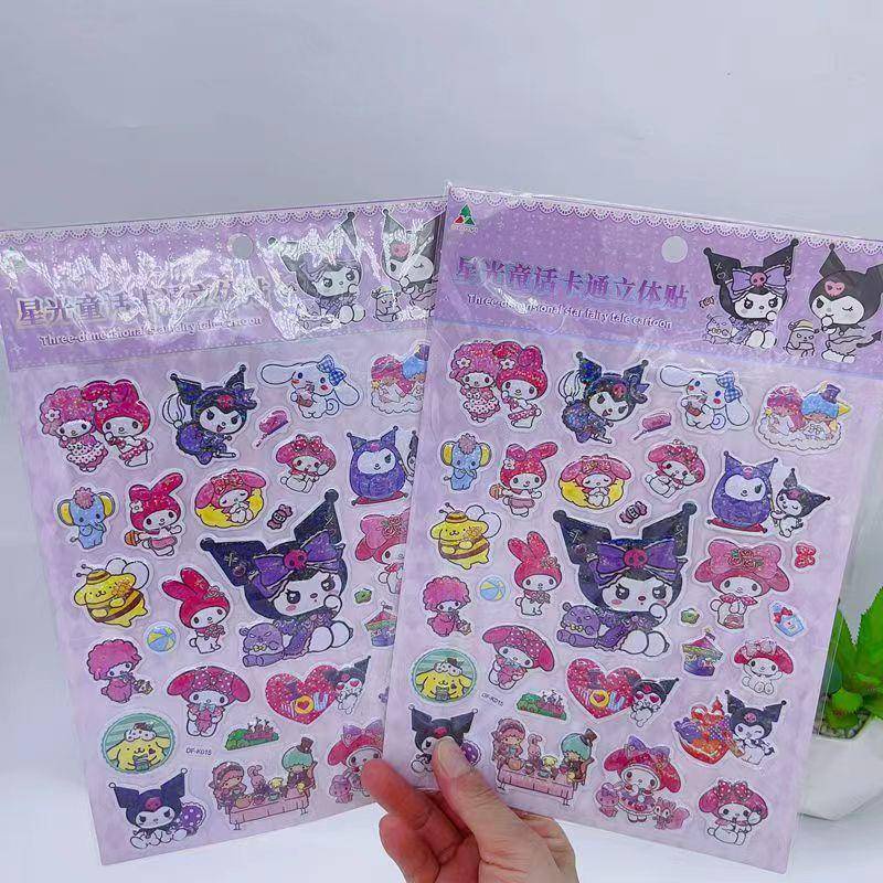 1 Miếng Dán 3D Hình Sanrio Kuromi Cinnamoroll Melody Purin Hoạt Hình Chống Nước Trang Trí Sổ Tay Cho Trẻ Em