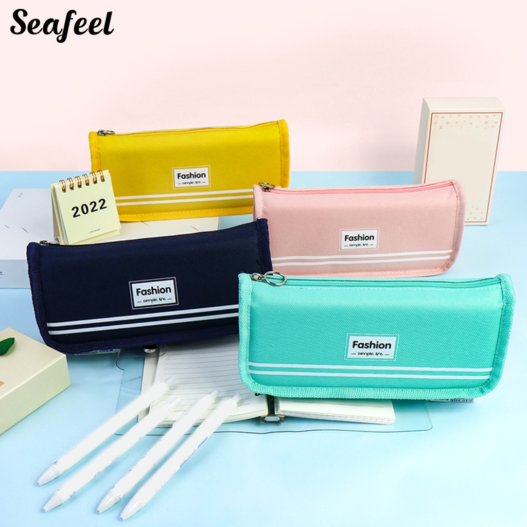 Túi Đựng Bút Bằng Vải Canvas Chống Nước Có Khóa Kéo Tiện Dụng