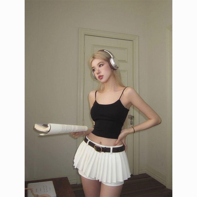 Áo Tank Top Hai Dây Hở Lưng Có Đệm Mút Thời Trang Mùa Hè Quyến Rũ Cho Nữ