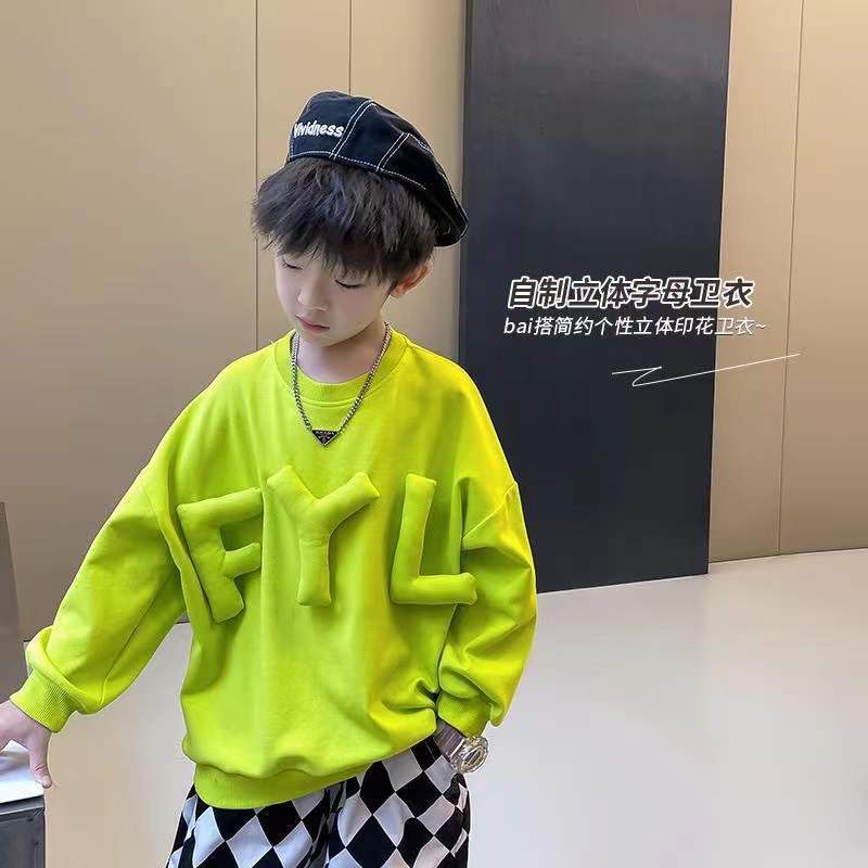 Hàng Có Sẵn Bộ Quần Áo Sweater Ba Chiều In Chữ Phong Cách Cổ Điển Thời Trang Xuân Thu 2023 Dành Cho Bé Trai