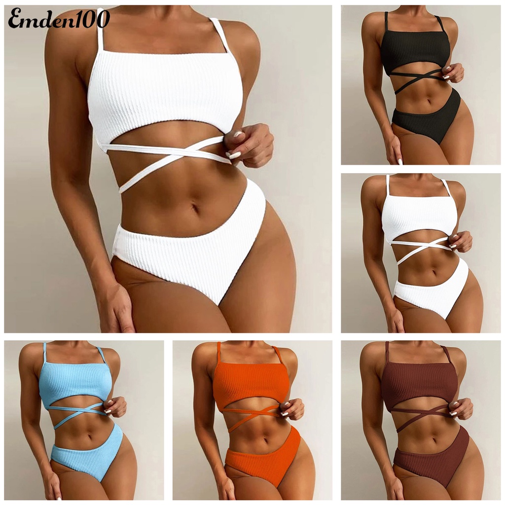 Bộ Bikini Hai Dây Màu Sắc Thời Trang Gợi Cảm Cho Nữ