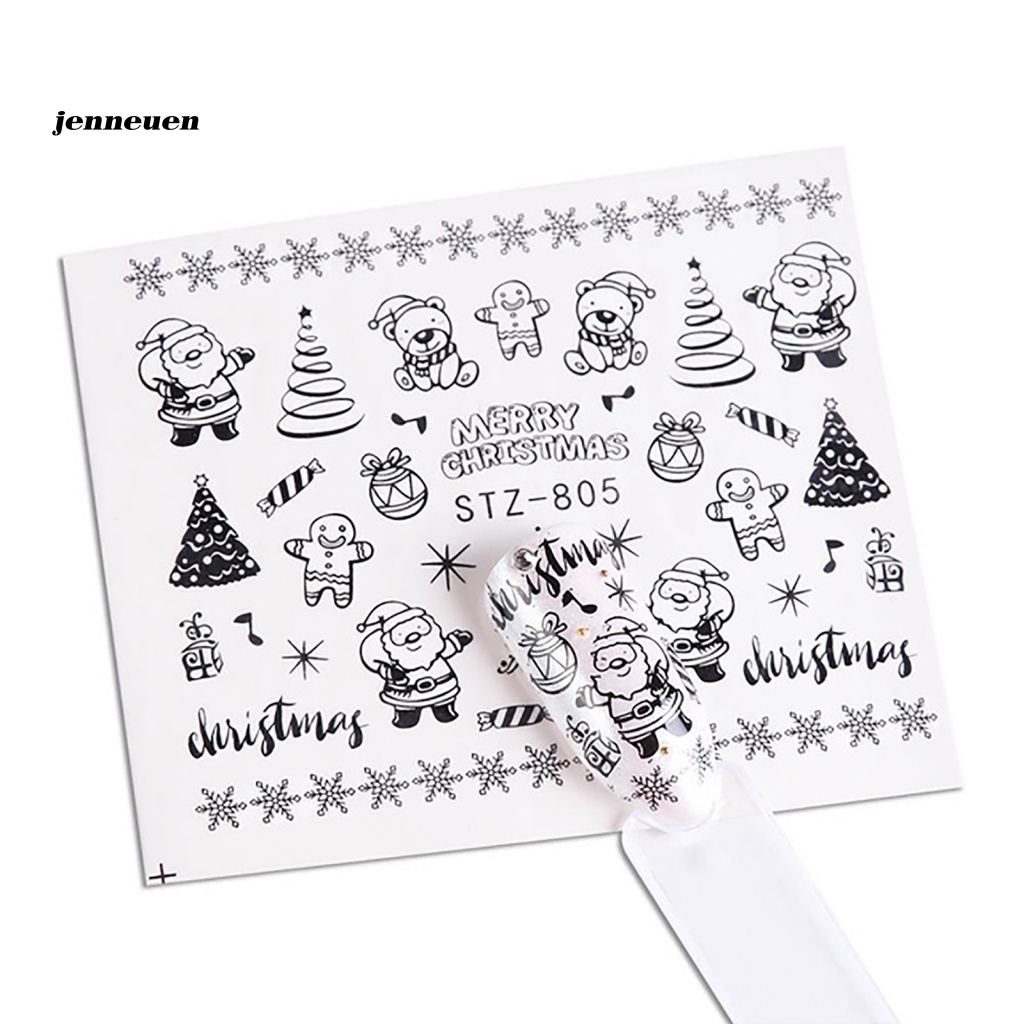 Set 8 Miếng Dán Trang Trí Móng Tay DIY Hình Ông Già Noel / Người Tuyết / Bông Tuyết / Hươu