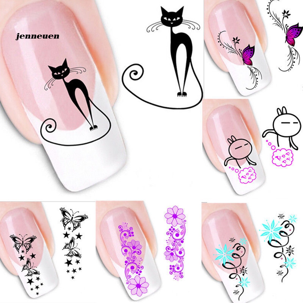 Bộ 50 Miếng Dán Trang Trí Móng Tay Nghệ Thuật Chuyển Nước DIY