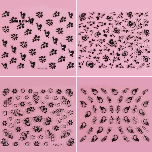 Bộ 50 Hình Dán Trang Trí Móng Tay Họa Tiết Hoa Bướm 3D Xinh Xắn