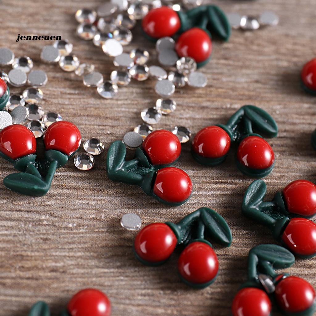 Set 20 / 40 Phụ Kiện Trang Trí Móng Tay Họa Tiết Cherry 3D Màu Sắc Tươi Sáng