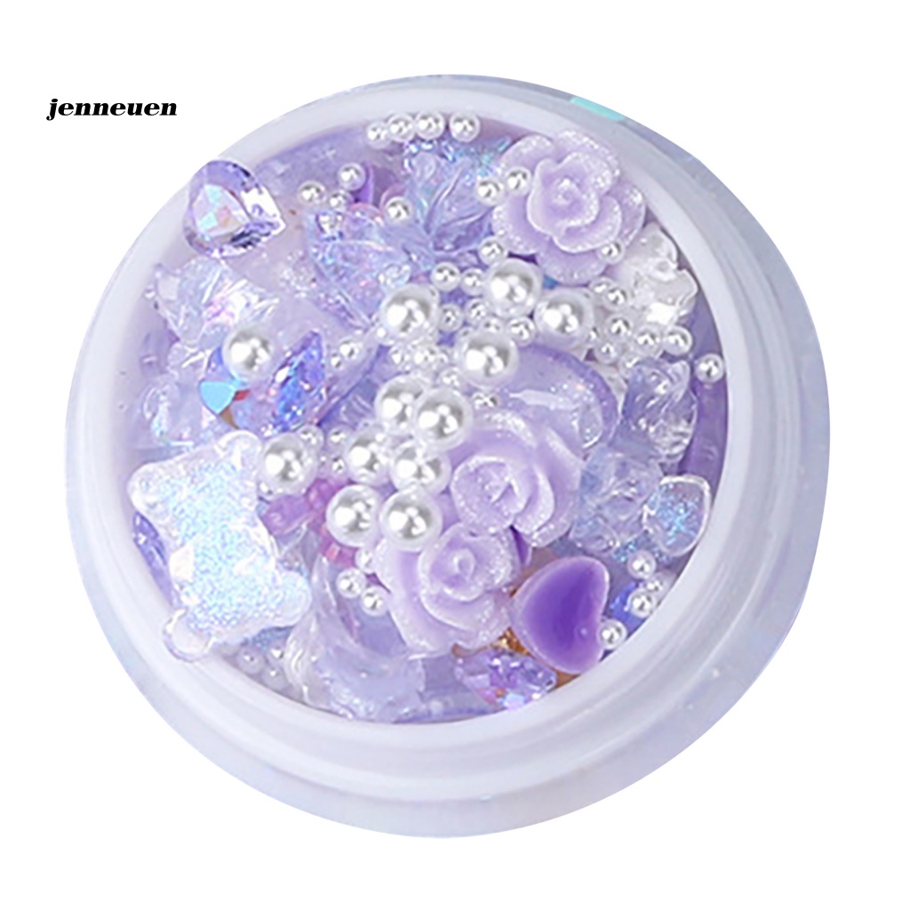 1 Hộp Phụ Kiện Trang Trí Móng Tay Chống Rơi Hình Gấu Hoa Hồng Trái Tim Xinh Xắn Cho Bạn Gái