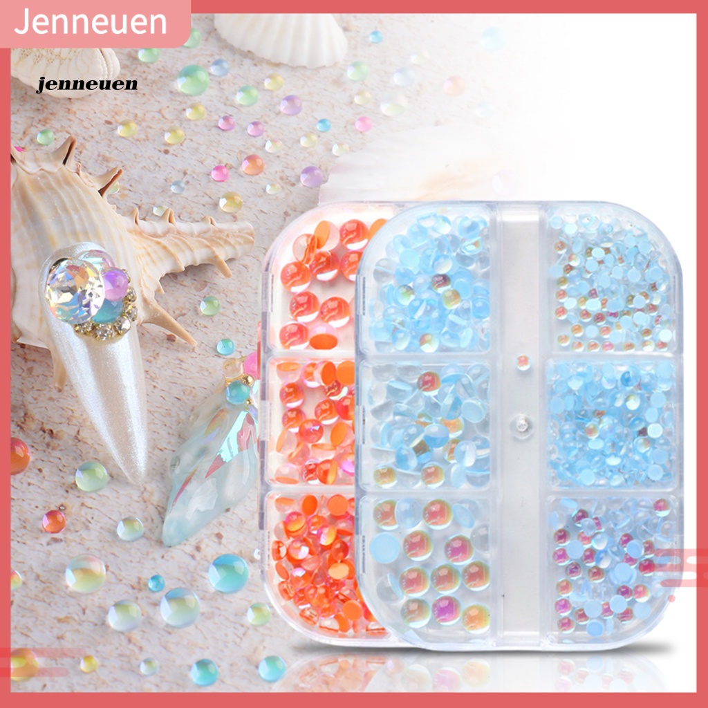 Hộp 6 Ngăn Đựng Hạt Cườm Resin Cực Quang Chuyên Dụng Cho Trang Trí Móng Tay