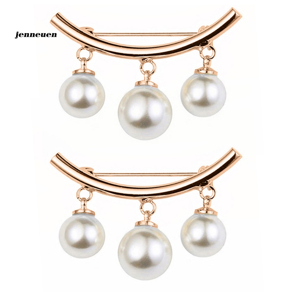 Bộ 2 Ghim Cài Áo Đính Ngọc Trai Giả Lấp Lánh