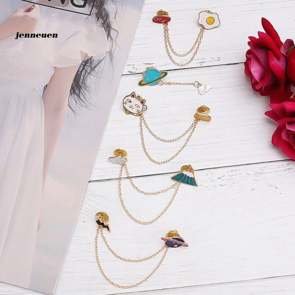 Trâm Cài Áo Hình Mèo / Hành Tinh / Thỏ / Trứng Hoạt Hình Dễ Thương