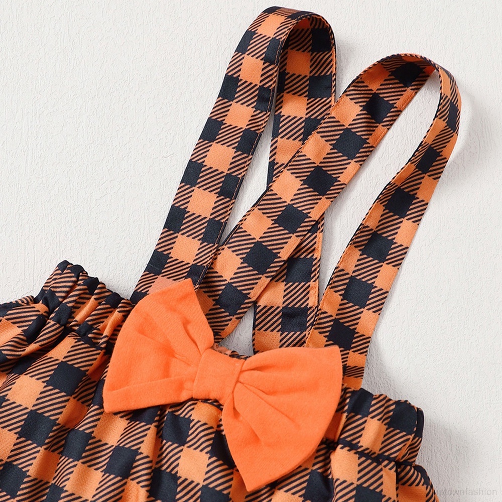 Bộ Áo Liền Quần Tay Dài Thoải Mái Họa Tiết Bí Ngô Ma Quỷ Bí Ngô Và Băng Đô Giữ Ấm Cho Bé Gái