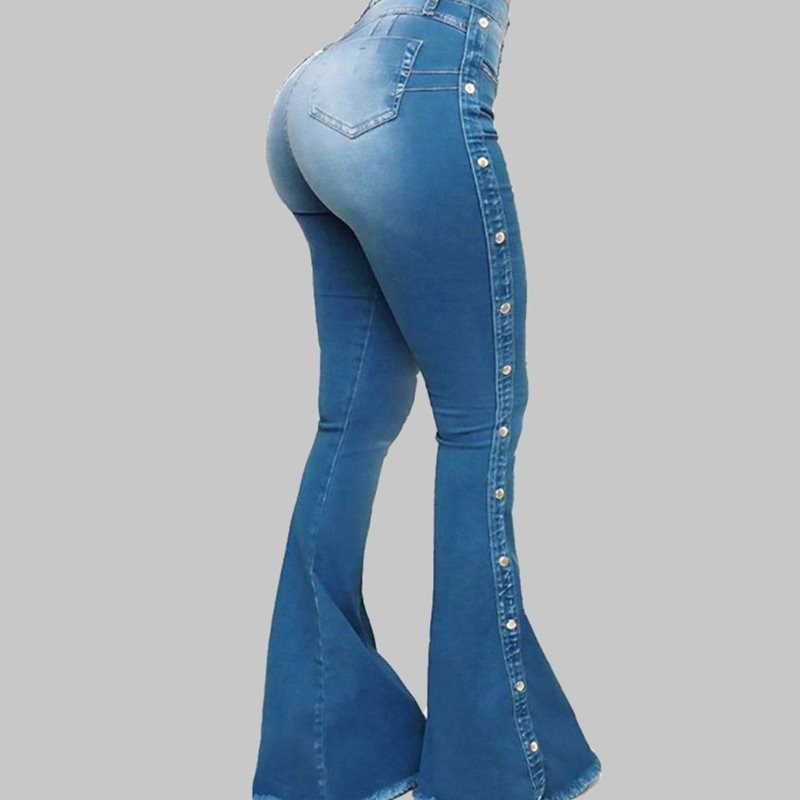 Quần jeans Ống Loe Lưng Cao Co Giãn Mẫu Mới 2023 Dành Cho Nữ