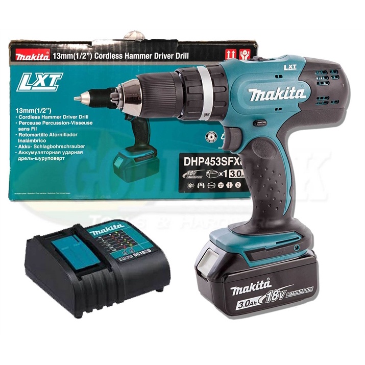 18V Máy khoan búa vặn vít dùng pin Makita DHP453SFX8 (Cái)