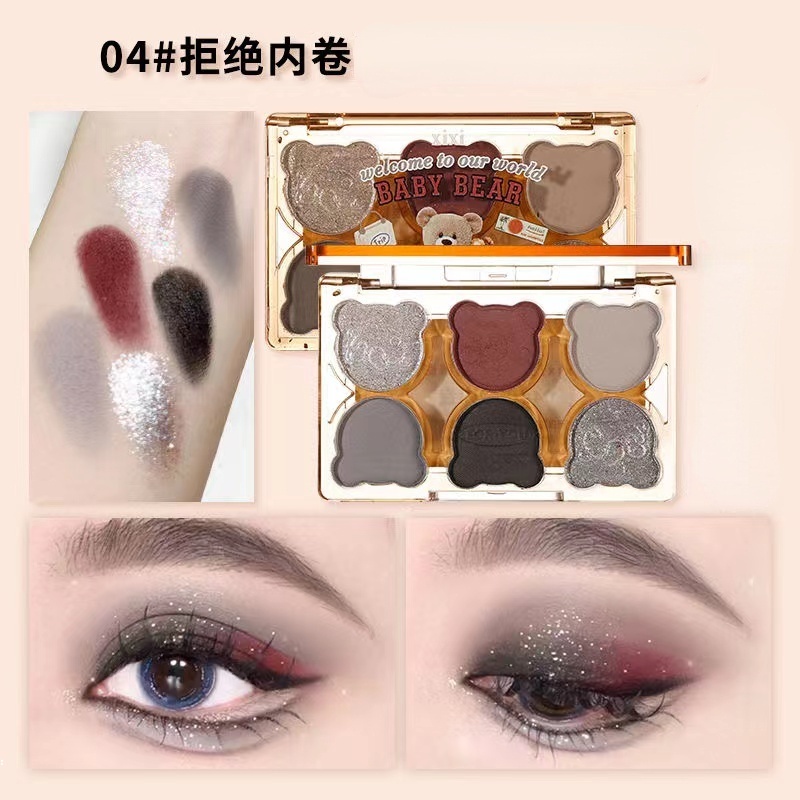 Bảng Phấn Mắt Xixi Màu Lì Và Ánh Ngọc Trai Kết Hợp Trang Điểm Kháng Nước Và Lâu Trôi