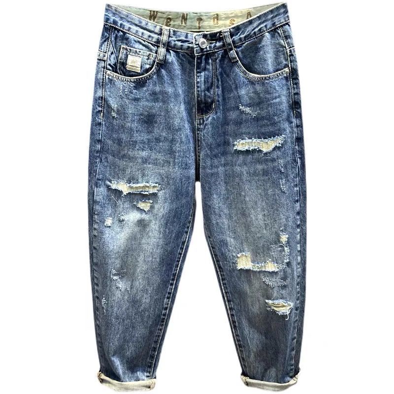 Quần Jeans Dài Phối Vết Rách Thời Trang Cá Tính Cho Nam