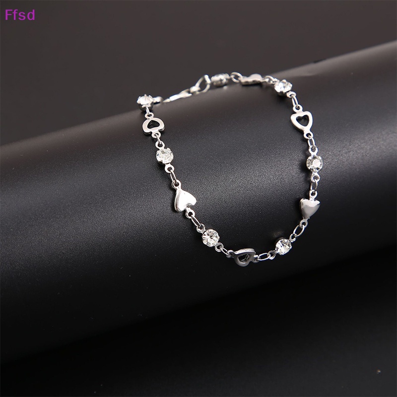 Vòng Tay Đính Đá Hình Trái Tim Lấp Lánh Thanh Lịch Có Thể Điều Chỉnh Cho Nữ