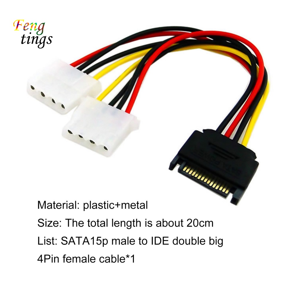 Cáp Mở Rộng Nguồn SATA 15pin Sang Molex IDE 4pin Dài 20cm