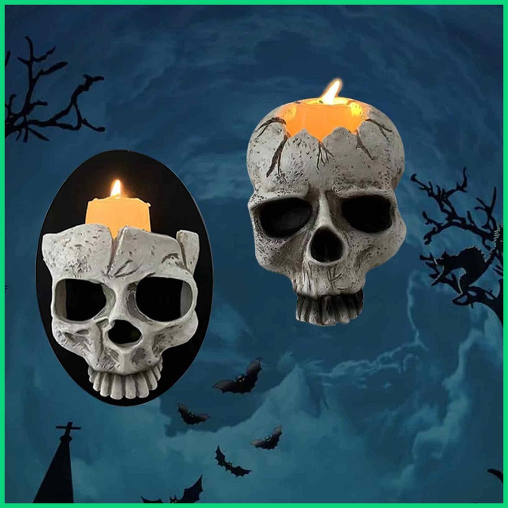 Giá Đỡ Đèn Cầy Hình Đầu Lâu Bằng Nhựa Resin Phong Cách Gothic Độc Đáo