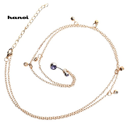 Khuyên Rốn Phối Dây Xích Đính Đá Thời Trang Cho Nữ