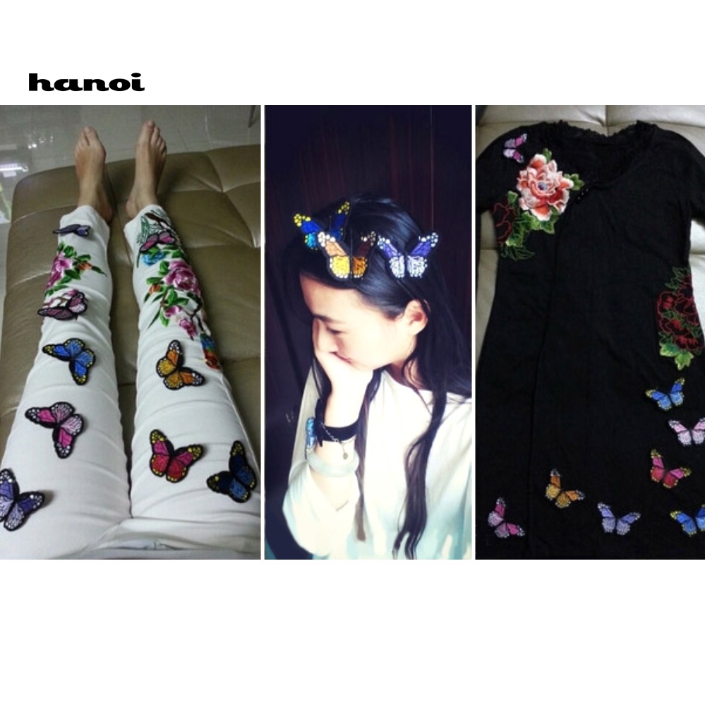 Set 10 Miếng Dán Trang Trí Quần Áo Hình Bướm Xinh Xắn