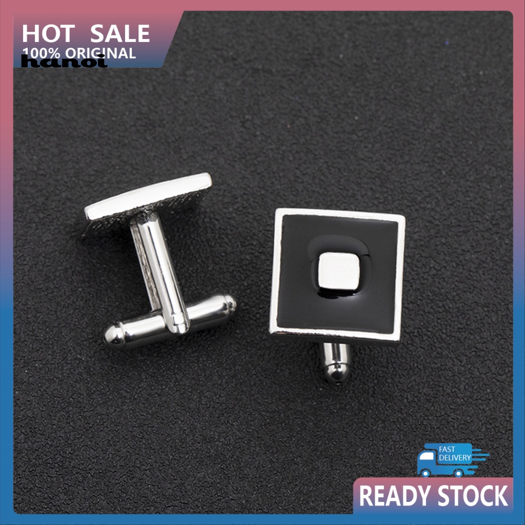 Khuy Măng Sét Hình Vuông Tráng Men Đen Bằng Hợp Kim Trang Trí Áo Sơ Mi Phong Cách Pháp