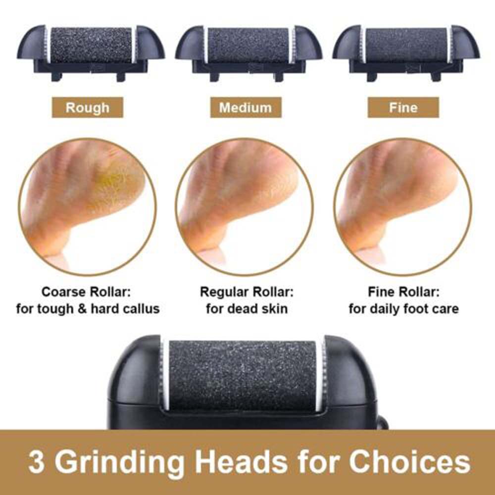 Electric Callus Remover for Feet, Rechargeable Foot Scrubber Foot File for Feet Electronic Pedicure kit for Cracked foot and Dead Skin with LED Light and 3 Roller Heads