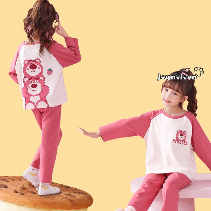 Joyncleon Bộ Đồ Ngủ Tay Dài Chất cotton In Họa Tiết Hoạt Hình Kiểu Công Chúa Dễ Thương Thời Trang Thu Đông Cho Bé Gái