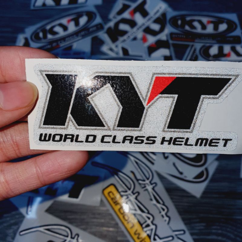 Tem decal lẻ logo chữ KYT helmet thường, phản quang 5 dạng