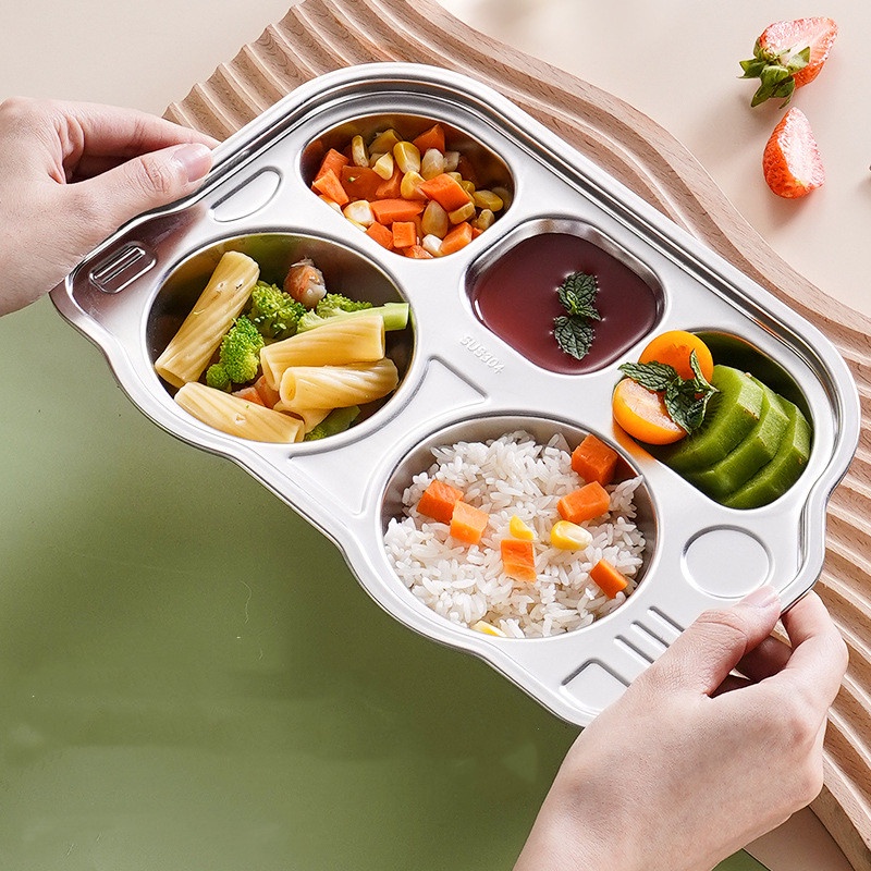 Khay Inox 304 Dày Chống Rơi Họa Tiết Hoạt Hình Dễ Thương Cho Bé