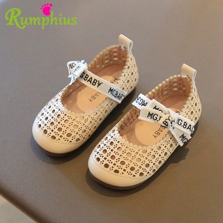 Rumphius giày búp bê đế mềm chống trượt đính nơ xinh xắn cho bé gái size 21-30