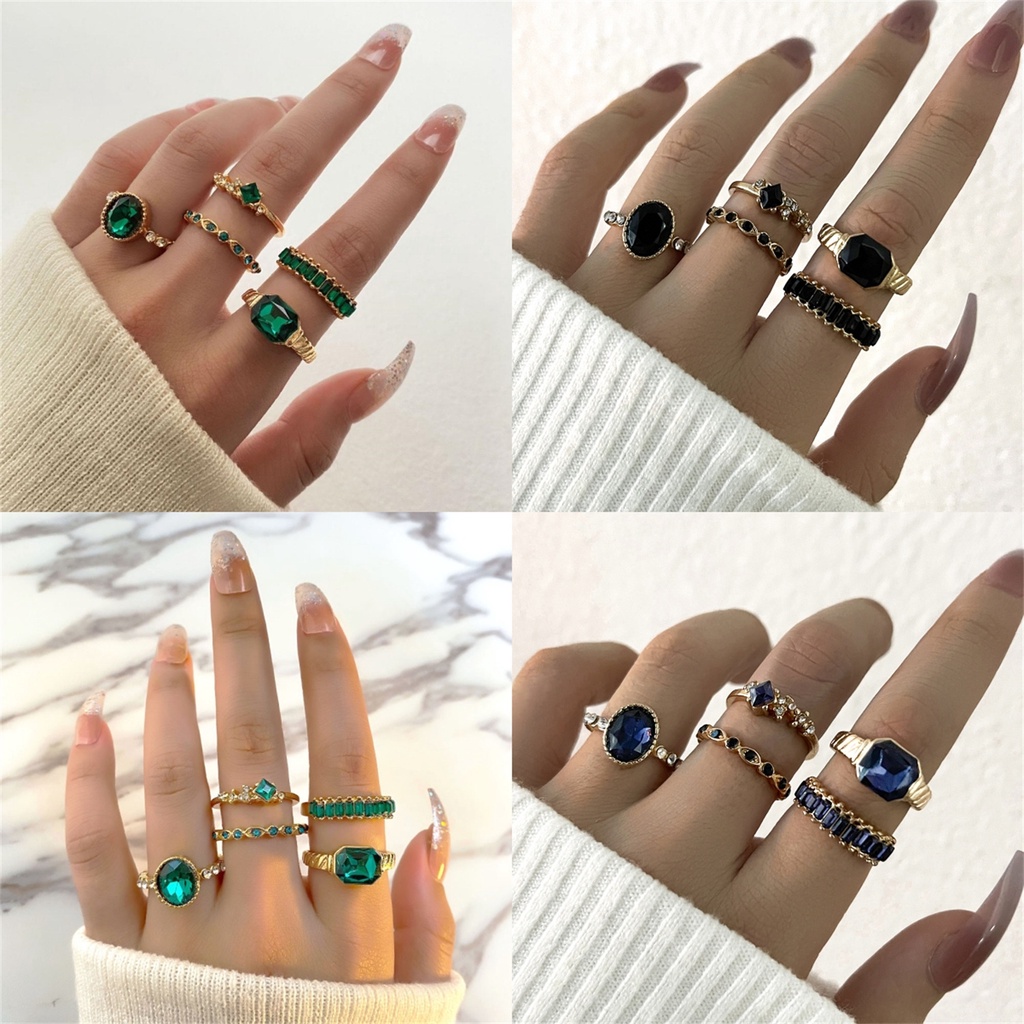 Set 2 / 5 Nhẫn Đính Đá Pha Lê Sang Trọng Cho Nữ