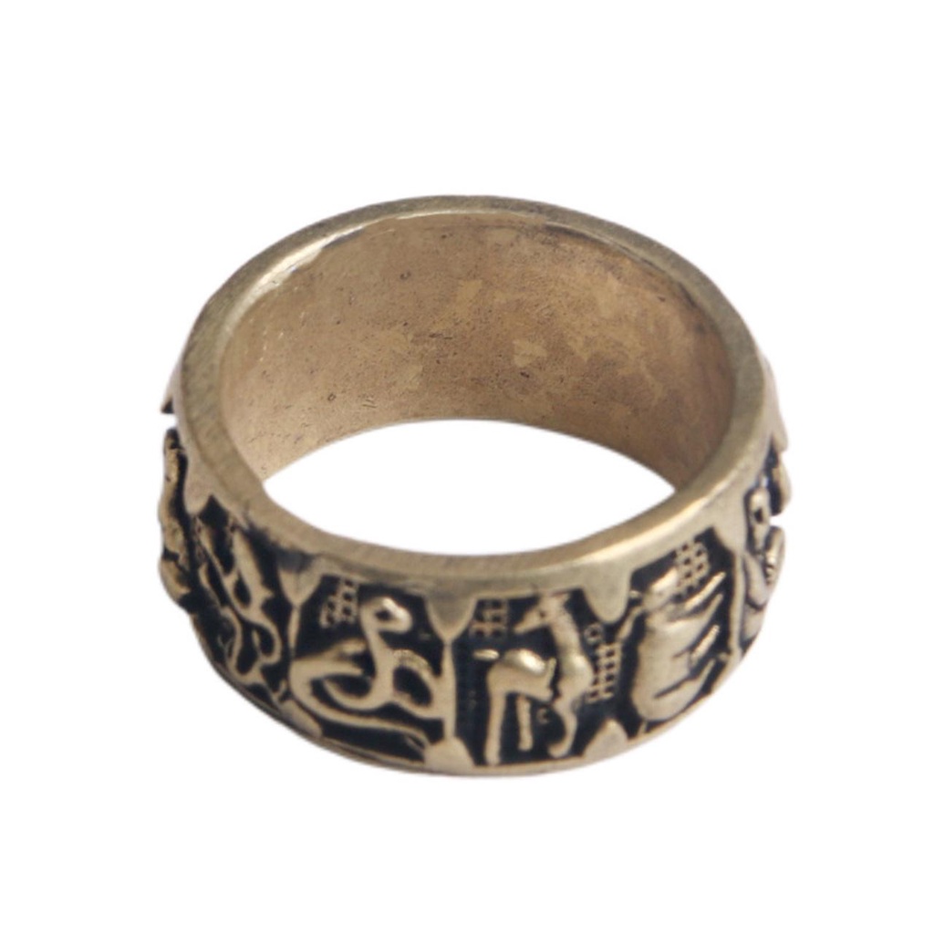 Nhẫn Hình Cung Hoàng Đạo May Mắn Bằng Đồng Thau Phong Cách Retro Trung Hoa